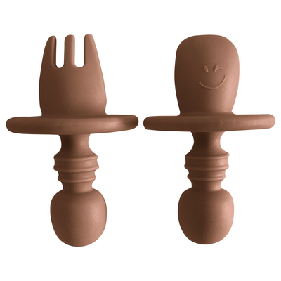 Kolay Kapmak İlk Kendinden Beslemeli Silikon Bebek Çatal Kaşık ODM 8*5*2.5cm