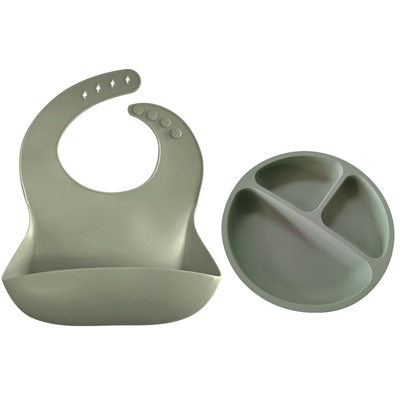 Ayarlanabilir 24.5*22CM Kişiselleştirilmiş Silikon Önlük 19.8cm Silikon Çocuk Tabakları