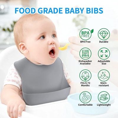 BPA İçermeyen Zararlı Gıda Sınıfı Silikon Bebek Besleme Peçetesi Kaynar Suda Güvenli