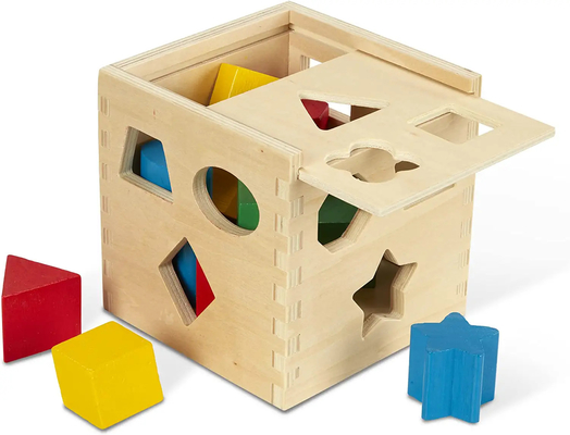 Toddler için Kolay Depolama Sağlam Eğitici Klasik Ahşap Şekil Sıralayıcısı
