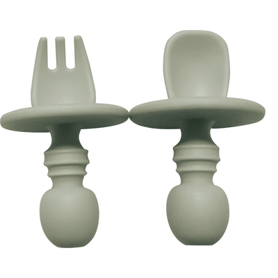 Kolay Kapmak İlk Kendinden Beslemeli Silikon Bebek Çatal Kaşık ODM 8*5*2.5cm