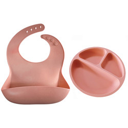 Ayarlanabilir 24.5*22CM Kişiselleştirilmiş Silikon Önlük 19.8cm Silikon Çocuk Tabakları