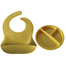 Ayarlanabilir 24.5*22CM Kişiselleştirilmiş Silikon Önlük 19.8cm Silikon Çocuk Tabakları