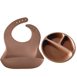 Ayarlanabilir 24.5*22CM Kişiselleştirilmiş Silikon Önlük 19.8cm Silikon Çocuk Tabakları