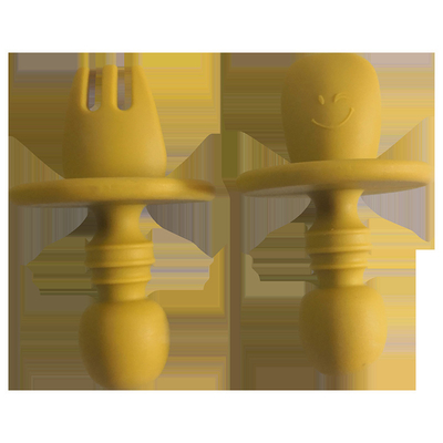 Ftalatsız Mini Silikon Bebek Çatal Kaşığı Bebek Kaşığı ve Çatal Seti FDA