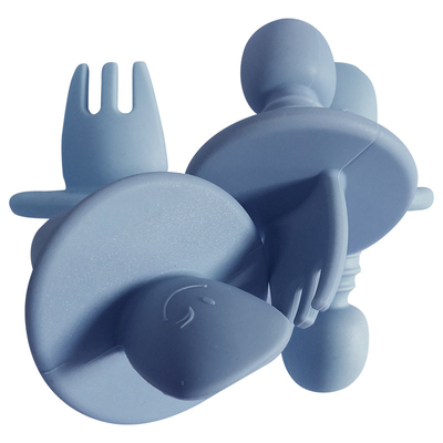 Ftalatsız Mini Silikon Bebek Çatal Kaşığı Bebek Kaşığı ve Çatal Seti FDA