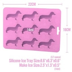 Hayvan Silikon Buz Kalıbı Köpek Şekilli Buz Küpü Tepsisi 22X16X1.5cm FDA