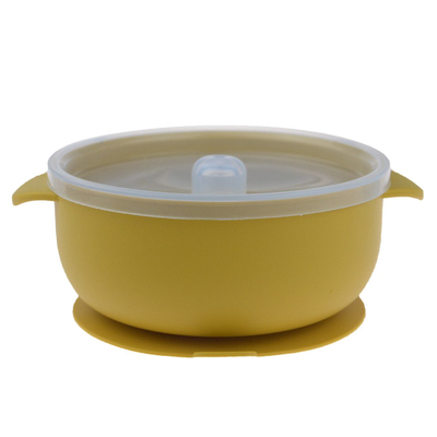 Pürüzsüz Kenar Özel Baskı 400ml BPA Free Emme Silikon Kapaklı Kase