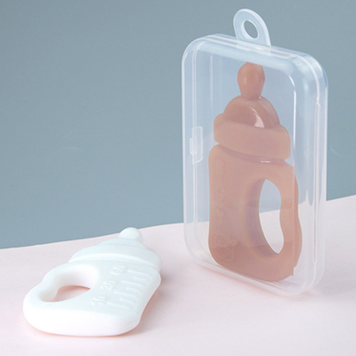 FDA BPA Free Bebek Silikon Ürünleri Süt Şişesi Diş Kaşıyıcı Oyuncak 10.5*5.5*1.5cm Kutulu