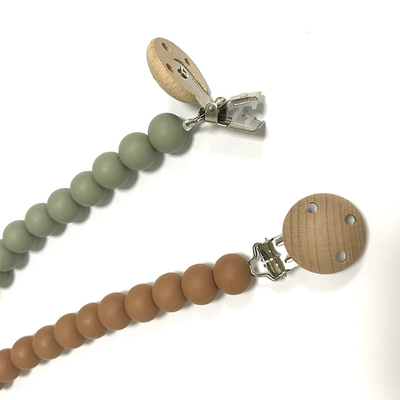 OEM BPA Ücretsiz Silikon Diş Çıkarma Emzik Klipsi 15MM Boncuk Güvenli Emzik Klipleri