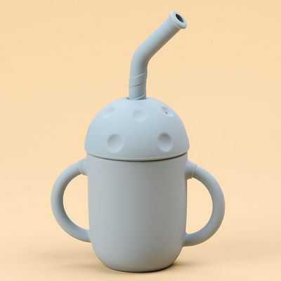 Sızdırmaz Kapaklı Silikon Hasır Bardak Çift Kulplu 5oz Çocuklar 6 Aydan Fazla Bebek İçin